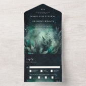 betoverde tuin smaragd sprookje magische bruiloft all in one uitnodiging (Binnen)