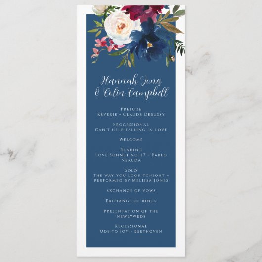 Betoverde Tuin Stoffig Blauw Bourgogne Marine Programmakaart (Voorkant)