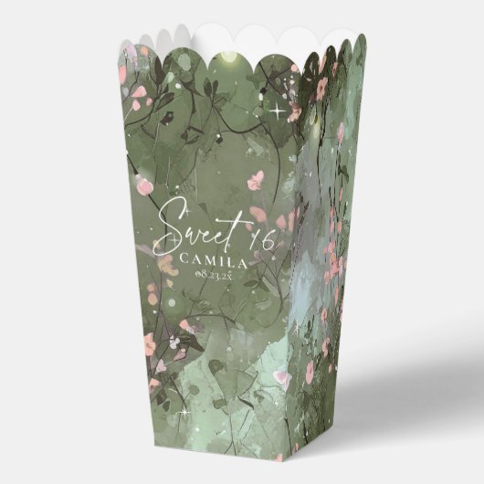 Betoverde tuin Sweet 16 Pattern Pink ID1163 Bedankdoosjes (Voorkant)