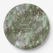 Betoverde tuin Sweet 16 Pattern Pink ID1163 Papieren Bordje (Voorkant)