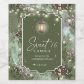 Betoverde tuin Sweet 16 Pattern Pink ID1163 Wijn Etiket (Enkel label)