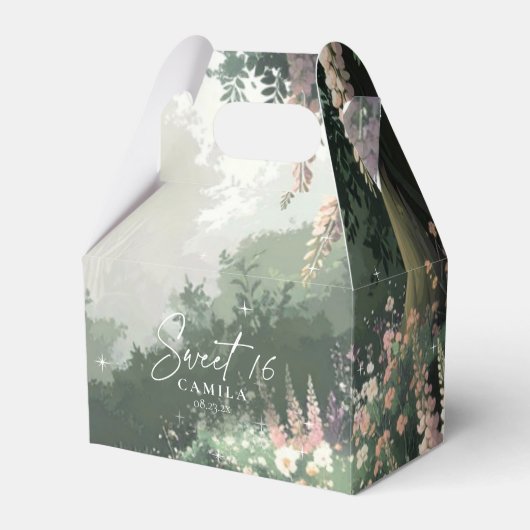 Betoverde tuin Sweet 16 Pink ID1163 Bedankdoosjes (Voorkant Zijde)