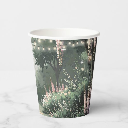 Betoverde tuin Sweet 16 Pink ID1163 Papieren Bekers (Achterkant)