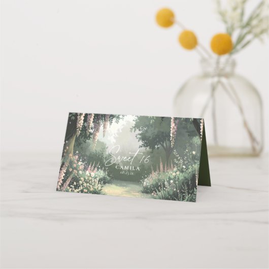 Betoverde tuin Sweet 16 Pink ID1163 Plaatskaartje (Achterkant)
