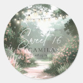 Betoverde tuin Sweet 16 Pink ID1163 Ronde Sticker (Voorkant)