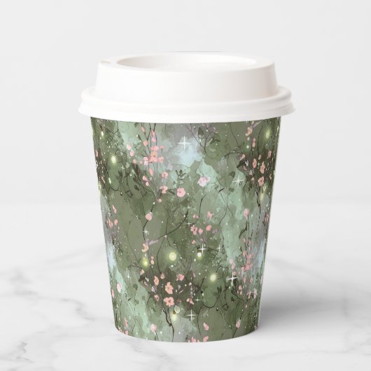 Betoverde tuin Sweet 16 Roze Patroon ID1163 Papieren Bekers (Achterkant)