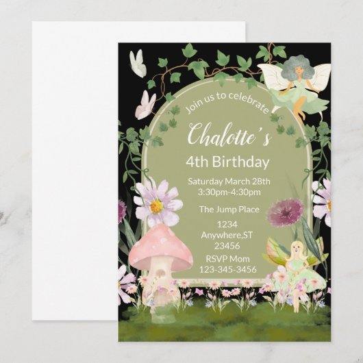 Betoverde Tuin uitnodiging (Voorkant / Achterkant)