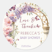 Betoverde tuin vlinders baby shower gunst ronde sticker (Voorkant)