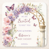 Betoverde tuin vlinders baby shower gunsten kartonnen onderzetters (Voorkant)
