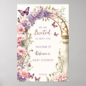 Betoverde tuin vlinders baby shower welkom poster (Voorkant)