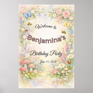 Betoverde Tuin Vlinders & Bloemen Feest Poster