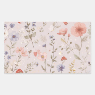 Betoverde Tuin Wilde Bloem Vlinder Whimsical Rechthoekige Sticker