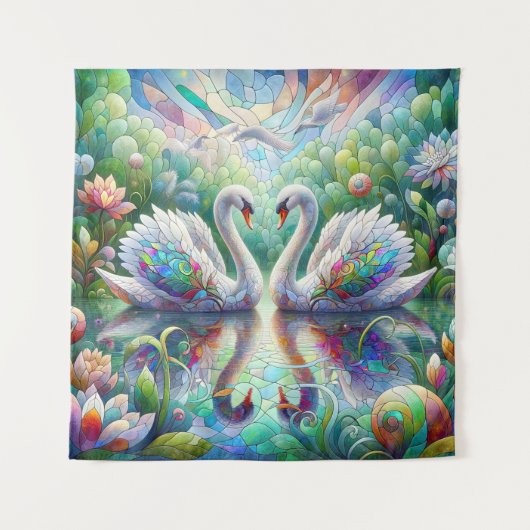 Betoverde Tuin: Zwanen van Splendor Wandkleed (Voorkant)