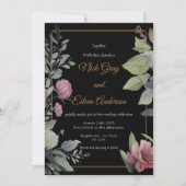Betoverde tuin zwart bruiloft uitnodiging (Voorkant)