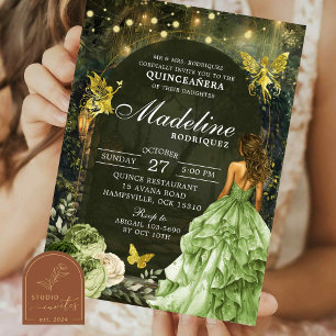 Betoverde Tuinbos Vlinder Quinceanera Kaart