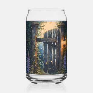 Betoverde Tuinpoort Onder Firefly Sky Blikvorm Glas