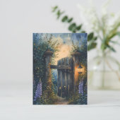 Betoverde Tuinpoort Onder Firefly Sky Briefkaart (Staand voorkant)