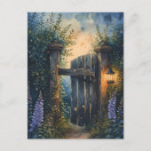 Betoverde Tuinpoort Onder Firefly Sky Briefkaart (Voorkant)