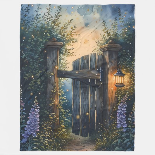 Betoverde Tuinpoort Onder Firefly Sky Fleece Deken (Voorkant)