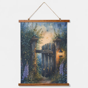 Betoverde Tuinpoort Onder Firefly Sky Hangend Wandkleed