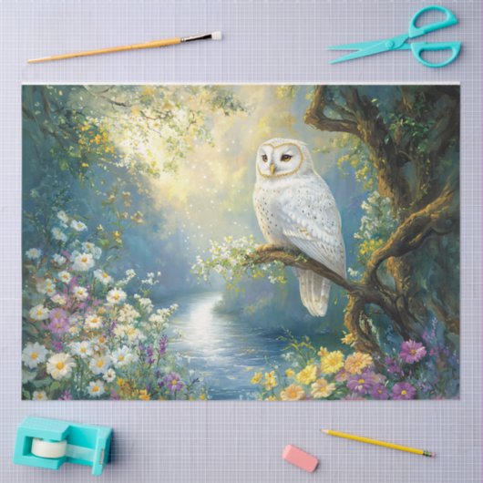 Betoverde uil bloemen en bos decoupage tissuepapier (Craft)