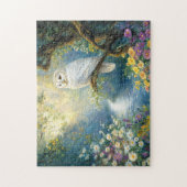 Betoverde uil bloemen en bos legpuzzel (Verticaal)