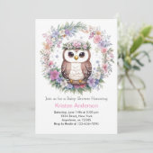 Betoverde Uil Bossen: Meisje Baby shower Kaart (Staand voorkant)