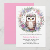 Betoverde Uil Bossen: Meisje Baby shower Kaart (Voorkant / Achterkant)