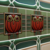 Betoverde Uil in een Box Arts & Crafts beweging Tegeltje