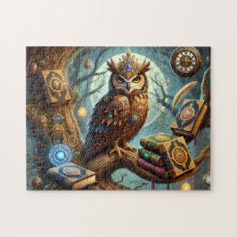 Betoverde Uil Mystieke Bibliotheek Boom Legpuzzel