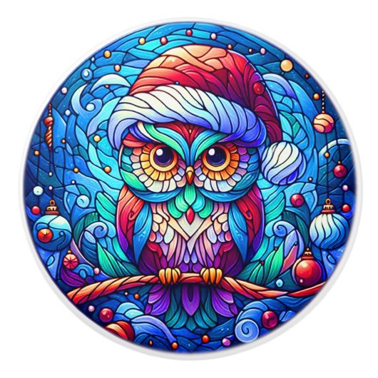 Betoverde Uil Perched op boomtak Keramische Knop (Voorkant)