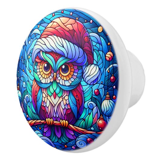 Betoverde Uil Perched op boomtak Keramische Knop (Rechts)