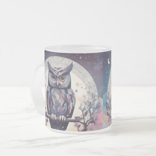 Betoverde Uil Volle Maan Witte Mok - 15 oz (Voorkant links)