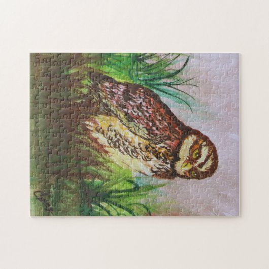 Betoverde uil Waterverf Art Legpuzzel (Horizontaal)