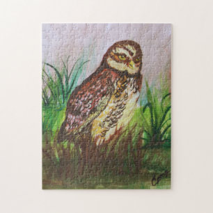 Betoverde uil Waterverf Art Legpuzzel