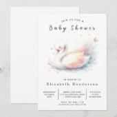 Betoverde Uitprintbare Zwaan Baby Shower Kaart (Voorkant / Achterkant)