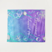 Betoverde Under the Sea Sweet 16-feest achtergrond Wandkleed (Voorkant (horizontaal))