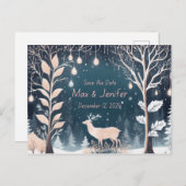 Betoverde Vakantie & Kerstbruiloft Save the Da Aankondigingskaart (Voorkant / Achterkant)