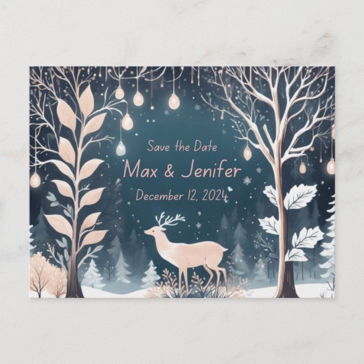 Betoverde Vakantie & Kerstbruiloft Save the Da Aankondigingskaart (Voorkant)