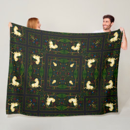 Betoverde Victoriaans eenhoorn tuin quilt Fleece Deken