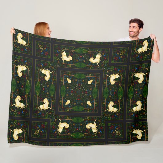 Betoverde Victoriaans eenhoorn tuin quilt Fleece Deken (In situ)