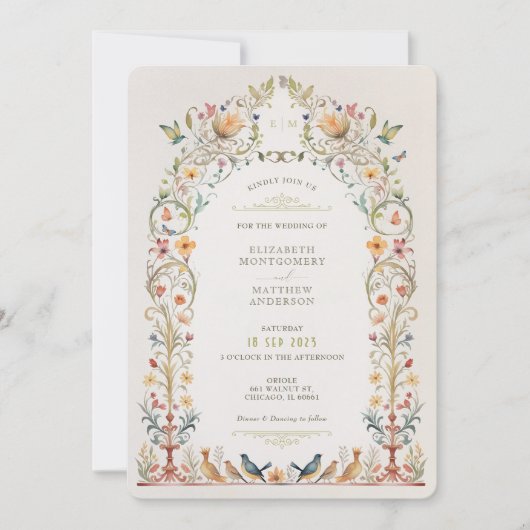Betoverde Victoriaans volière bruiloft uitnodiging (Voorkant)