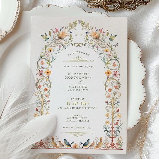 Betoverde Victoriaans volière bruiloft uitnodiging