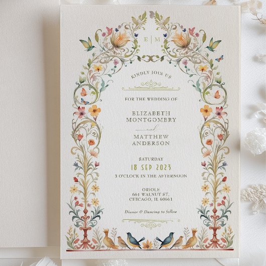 Betoverde Victoriaans volière bruiloft uitnodiging