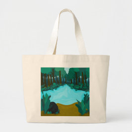 'Betoverde Vijver in het Bos' Artistiek Landschap Grote Tote Bag