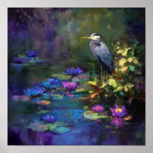 Betoverde Vijver Waterlelie Natuur Aquarel Poster