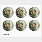 Betoverde Vintage Fee Kerstmis Ronde Sticker (Vel)