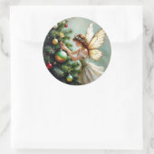 Betoverde Vintage Fee Kerstmis Ronde Sticker (Tas)