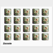 Betoverde Vintage Fee Kerstmis Vierkante Sticker (Vel)