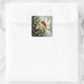 Betoverde Vintage Fee Kerstmis Vierkante Sticker (Tas)